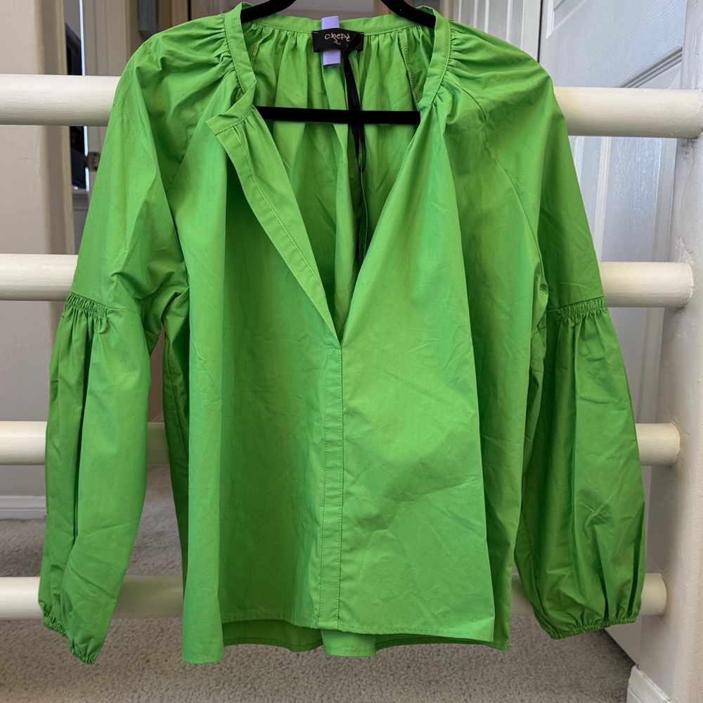 Vibrant Green Women's Cotton Blouse by Chepe SZ M NWT